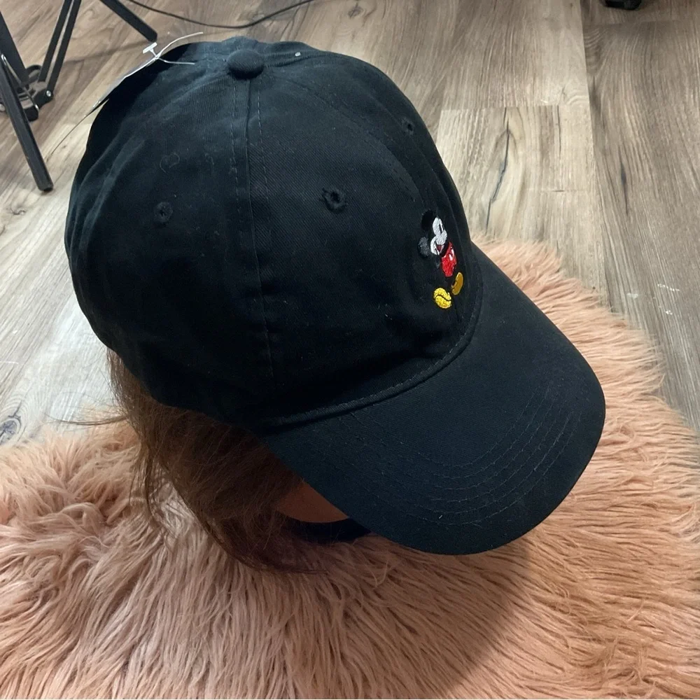 Disney Mickey Embroidered Black Adjustable Hat NWT